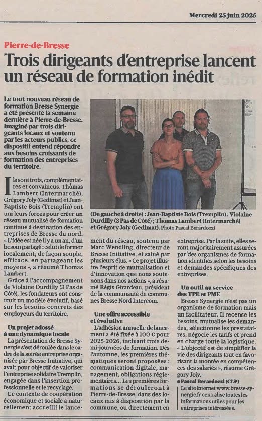 article JSL juin 2025 PCRH Pierre de Bresse 3 pas sur le coté